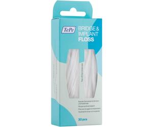 TePe Bridge & Implant Floss fil dentaire spécial pour le nettoyage des implants dentaires 30 pcs