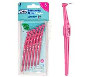 TePe INTERDENTAL BRUSH ANGLE - Pink 0.4mm 1 Pack of 6 Brushes - Recommended by Dentists for Best Oral Health, Healthy Mouth & Gums Between Dental Visits, Prevent Bad Breath and Periodontal Disease