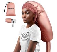 TEPENAR Bonnet Séchoir à Cheveux: Accessoire Séchage Capillaire Extra Large Réglable pour Boucles Naturelles - Séchage Rapide, Utilisation Facile - Or Rose