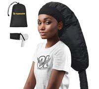 TEPENAR Bonnet Séchoir à Cheveux: Capuche Extra Large Réglable et Douce pour Cheveux Bouclés et Naturels - Séchage Rapide, Utilisation Facile - Noir