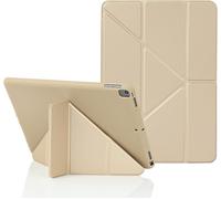 TEPP-MuyDoux Origami Coque pour iPad 10,2 Pouces 9e 8e 7e Génération 2021/2020/2019, 5-en-1 Multiple Angles de Vue, Housse Finition Soyeuse et Dos Souple Antichoc, Veille/Réveil Automatique, Beige