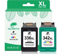 TEPPA-336XL 342XL Cartouches d'encre Remanufacturées pour HP Cartouche 336 342 XL Deskjet 5420V 5432 5440 Photosmart 2500 2570 C3135 C3140 C3150 C3170 C4150 C4170 C4180 PSC 1500 1510 Imprimante