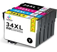 TEPPA-34xl Cartouches d'encre pour Epson 34xl Multipack (T3471 T3472 T3473 T3474) Utilisation avec imprimante Epson WorkForce Pro WF-3720DWF WF-3725DWF (2-Noir, 1-Cyan, 1-Magenta, 1-Jaune)