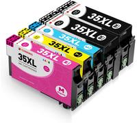 TEPPA-35XL 35 XL Cartouches d'encre Multipack Compatibles avec Epson Workforce Pro WF-4740 WF-4730 WF-4725 WF-4720 WF-4740DTWF WF-4730DTWF WF-4725DWF WF-4720DWF, Lot de 5 (Noir Cyan Magenta Jaune)