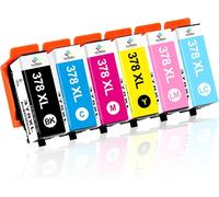 TEPPA-378XL Lot de 6 cartouches d'encre pour imprimantes Epson 378 378xl pour imprimantes Epson Expression Photo XP-8000 XP-8005 XP-8500 XP-8505 XP-8600 XP-8605 XP-8606 XP-8700 XP-8705 XP-15000
