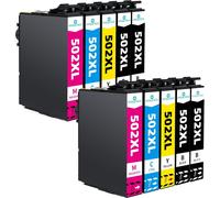 TEPPA-502xl Lot de 10 Cartouches d'encre compatibles pour Epson 502 502XL Expression Home XP-5105 XP-5100 XP5105 Workforce WF-2860DWF WF-2865DWF WF-2860