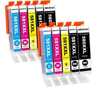 TEPPA-580XXL 581XXL Cartouches d'encre de Rechange pour Canon PGI-580 CLI-581 PGI-580XXL CLI-581XXL pour Canon PIXMA 6350 TS705 TS8350 TS8351 TS6351 TS9550 TS9551 TR8550 TS8150 (10-Pack 2PGBK/2BK/2C/