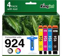 TEPPA-924 Cartouches d'encre pour HP 924 Cartouche Compatibles avec HP OfficeJet 8120e 8122e 8124e 8125e pour OfficeJet Pro 8130e 8132e 8134e 8138e 8139e (Pas avec Puce)