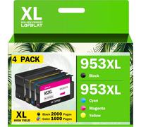 TEPPA-953XL 953 XL Cartouches d'encre Remplacement pour HP 953 XL Compatible pour HP Officejet Pro 7720 7740 8725 8720 8730 8210 8715 8710 Multifonction imprimante (Noir Cyan Magenta Jaune, 4 Pack)
