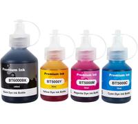 TEPPA-BT5000 BT6000 Encre Compatible avec Brother BT5000 BT6000 Bouteille d'encre Multipack pour DCP-T300 DCP-T500W DCP-T700W MFC-T800W (4-Pack,Noir/Cyan/Magenta/Jaune)