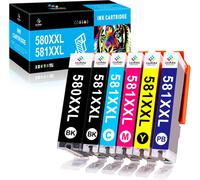 TEPPA-Cartouches d'Encre 580XXL 581XXL pour Canon PGI-580 XXL CLI-581 XXL - Compatible avec TR7500 TR8500 TS6100 TS6200 TS6300 TS700 TS8200 TS8350 TS9150 (Lot de 6)