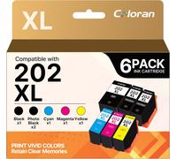 TEPPA-Colroan 6-Pack 202XL Haute Rendement Cartouches compatibles pour Epson 202 XL Multipack pour Epson Expression Premium XP-6000 XP-6005 XP-6100 XP-6105 (XL Capacité)