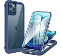 Teppa-Coque De Protection Intégrale À 360° Compatible Avec Iphone 12/12 Pro (6,1""), Avec Film De Protection D'écran En Verre Intégré, Résistant Aux Chocs, Bleu