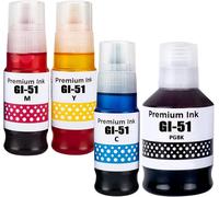 TEPPA-GI-51 GI51 Encre Compatible pour PIXMA G1520 G1560 G2520 G2560 G3520 G3560 G1530 G2570 G3570 G4570 Imprimante GI-51 BK GI-51BK GI-51C GI-51M GI-51Y 4 Multipack (Noir Cyan Magenta Jaune)
