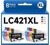 TEPPA-LC421XL Lot de 8 Cartouches d'encre Compatibles avec Brother LC421 LC421XL LC 421 XL avec Brother DCP-J1050DW MFC-J1010DW DCP-J1140DW