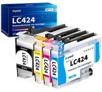 TEPPA-LC424 Cartouche d'encre Compatible pour Cartouche Brother LC 424 LC-424 LC424VAL pour Brother DCP-J1200W DCP-J1200WE Imprimante (Lot de 4, 1 Noir 1 Cyan 1 Magenta 1 Jaune)