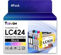 TEPPA-LC424 Cartouches d'encre Compatible pour Cartouche Brother LC424 LC424 LC424VAL pour Brother Cartouche DCP-J1200WE DCP-J1200W (Paquet de 4, LC424BK LC424C LC424M LC424Y)