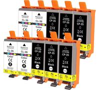 TEPPA-Lot de 10 Cartouches d'encre PGI-35 CLI-36 compatibles avec Canon PGI-35 CLI-36 pour Pixma IP100 IP110 TR150 Series (6 Noir, 4 Couleurs)