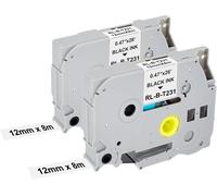 Teppa-Lot De 2 Rubans Adhésifs Pour Brother Tze-231 P Touch - 12 Mm - Tz Tze - Blancs - Pour P-Touch Pt-H100r Pt-H105 Pt-H100lb Pt-H110 H107b Pt-D400 Pt-1000