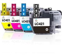 TEPPA-Lot de 4 cartouches d'encre LC421 LC421XL pour Brother LC-421BK LC-421C LC-421M LC-421Y et brother LC-421XLBK LC-421XLC LC-421XLM LC-421XLY pour imprimantes Brother DCP-J1050DW DCP-J1140DW