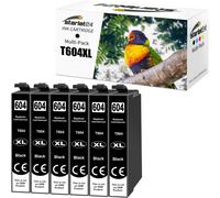 TEPPA-Lot de 6 Cartouches d'encre Noires 604XL compatibles avec Epson 604 XL pour Expression Home XP-2200 XP-2205 XP-3200 XP-3205 XP-4200 XP-4205 Workforce WF2910DWF WF2930DWF WF2935DWF WF2950DWF