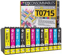 TEPPA-- T0715 - Pack pour Epson T0715 T0711 T0712 T713 T0714 - Cartouches Compatible avec Epson Stylus SX218 SX400 SX510W SX515W DX7450 DX8450 (3 Noir / 3 Cyan / 3 Magenta / 3 Jaune)