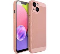 Teppa-Ventiguard Coque Pour Iphone 14, 6.1-Pouces - Coque Antichoc Bumper Respirante Avec Motif Perforé Pour La Circulation D'air, Coque Housse Anti-Surchauffe, Étui Phone Case Cover, Rose Pastel