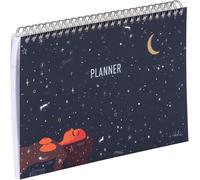 Teppc-- 116295c - Un Bloc Planner À Spirale 22x14 Cm - Décor Céleste/Lune/Etoile - 53 Feuillets Imprimés - Planificateur Hebdomadaire - Planning Hebdomadaire - Organisation - Adolie