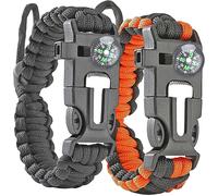 Teppc-2 Avec Bracelet De Survie,Survival Bracelet, 5 En 1 Paracord Bracelets Kit D'urgence Boussole Whistle Fire Starter Pour Hommes Femmes Enfants Pour La Randonnée, Le Camping, Les Voyages