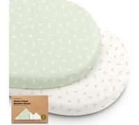 Teppc-2 Paquets De Draps De Berceau Biologiques Pour Filles Et Garçons - 100% Coton, Draps De Matelas De Berceau Compatibles Avec Le Berceau Pivotant Halo Bassinest, Graco, Baby Delight, Chicco (Herb