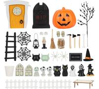 TEPPC-35 Pièces Maison de poupée miniature Halloween,Décoration Miniature d'halloween de Maison, Halloween Décoration de Maison De Poupée,d'halloween réutilisables pour la Cour la Maison hantée et Ch