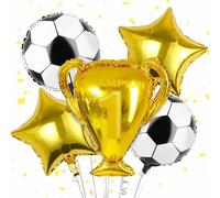 TEPPC-5 Ballons Football, Ballon En Aluminium Troph¿¿e, D¿¿coration Football Anniversaire Enfants, D¿¿coration De Champion Football Pour Jeunes Enfants Anniversaire Championnat Monde F¿¿te De Jour Ma