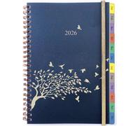 Teppc-Agenda 2026 Semainier A5 Spirale, Organiseur Avec Onglets Mensuel, Poche, Pages De Mots De Passe, Contact, Note, Planificateur Hebdomadaire 12 Mois, Jan À Déc, Planner Pour Scolaire Familial Bu
