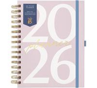 Teppc-- Agenda À Spirales 2026 - Journal Planificateur A5 Hebdomadaire - Planification Mensuelle Des Priorités Et Des Objectifs Avec Onglets, Autocollants Et Pochette - Graphique Rose