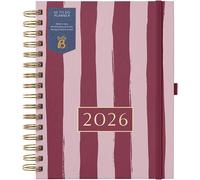 Teppc-- Agenda À Spirales 2026 - Journal Planificateur A5 Hebdomadaire - Planification Mensuelle Des Priorités Et Des Objectifs Avec Onglets, Autocollants Et Pochette - Rayures