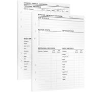 Teppc-® Agenda De Fitness Inserts D'entraînement Et De Suivi De Progrès A5 25 Feuilles De Recharge Pour Objectifs De Fitness Mensuels Et Annuels Journal De Gym Pour Corps, Force Et Nutrition
