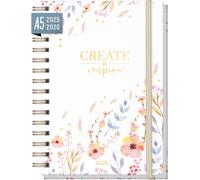 Teppc-Agenda Semainier 2025 2026 A5 "Fleurs Douces" Weekly Planner Spirale Pour 18 Mois (Jul 25 - Dec 26) Dans Les Langues : En/Fr/It/Es - Durable Et Respectueux Du Climat