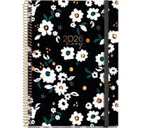 Teppc-Agenda Semainier 2026 Format A5+ (155 X 213 Mm), Planification Hebdomadaire, Couverture Rigide, Spirale, Fermeture Élastique, Papier 80 G/M², Cat-En-Pt, Noir Garden