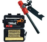Teppc-Allume Feu De Survie + Soufflet Inox + Bois Résine + Corde Inflammable X3 + Boite Coffret Etanche Pierre À Feu Kit De Survie Firesteel Accessoire Camping Randonnée Survivalisme Outil Multifonct