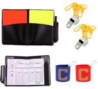 Teppc-Cartes D'arbitre De Football, 2 Métal Sifflet Arbitre, Cartons Jaune Et Rouge Carton Arbitre Set Carton Arbitre Kit Avec Carte D`Arbitrage Crayon Pour Le Jeu De Football Basketball Sport