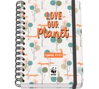 Teppc-Dohe - Agenda Scolaire 2024 2025 - Vue Semaine, A5 (15x21 Cm), Fermoir À Anneaux Et Élastique, Espagnol Et Anglais, 4 Pages De Autocollants, Septembre À Juin, Matériel Scolaire - Wwf Love Our P