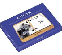 Teppc-Draeger Paris - Coffret Éphéméride Agenda Yvon 2025-7 Langues - 365 Feuillets Et Socle En Bambou Réutilisable - 1 Photo Pour Chaque Jour De L'année - Chats - Support Prise De Rendez-Vous