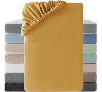 Teppc-Drap Housse 140x200 Coton,Poches ¿¿Lastiques De 30 Cm,100% Coton Lav¿¿ Texture Similaire ¿¿ Celle Du Lin Stone Washed Confortable Respirant Drap-Housse,Jaune