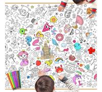 TEPPC-Enfants Filles Poster à Colorier avec Feutres, 118 * 84cm Géant Papier Poster à Coloriage pour Enfants Filles Anniversaire Cadeaux Artisanat, Sirène Licorne Princesse Animal Marin Pirate Bonbon