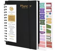 Teppc-Janv2025-Juin2026 Agenda Annuel De 18 Mois, A5 Journal À Couverture Rigide Hebdomadaire De La Productivité, Carnet À Spirale Avec Onglets Mensuel 108 Autocollants Pour École Bureau