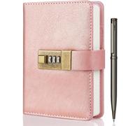 Teppc-Journal A6 Avec Serrure - Agenda Vintage En Cuir Pu, Stylo Et Boîte Cadeau - Parfait Pour Les Hommes Et Les Femmes - 4.3x 6.18 Pouces En Or Rose, Gardez Vos Secrets En Sécurité