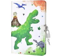 Teppc-Journal Aquarelle Dinosaure Pour Garçons - Lumineux Carnet De Dinosaure Pour Enfants École Voyage Journal Intime Couverture Rigide A5 Ligné Blocs Notes Avec Serrure Et Clés