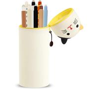 Teppc-Kawaii Étui École 2 En 1 En Silicone Souple + 8 Stylos Effaçables Multicolores - Tigre, Porte-Plume Étanche Avec Fermeture Éclair, Set De Fournitures Pour École, 0,7 Mm (Chat À Écailles)