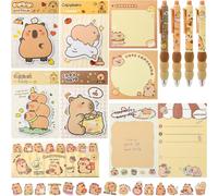 Teppc-Kit Capybara Papeterie Kawaii 43 Pièces 0.5 Mm Bleu Stylo Capybara Notes Adhésives Fille Garçon Enfant Cute Stylo Effaçable Capybara Autocollant Animaux Papeterie Affaire Scolaire Mignon