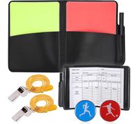 Teppc-Kit Carton Arbitre De Football, 2 Métal Sifflet Arbitre Cartes Rouges Et Jaunes Arbitre Avec Sélecteurs Et Crayon, Carnet De Scores Pour Football Basketball Scolaires Sports Jeu